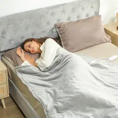 HOMCOM Heated Blanket 180 x 130cm, Electric Throw Blanket with 10 Heat Levels and 10H Timer, Machine Washable Flannel and Cotton Velvet with Overheat Protection, Grey - 8