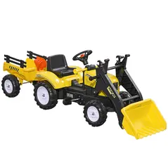 HOMCOM Kids Pedal Go Kart Excavator-Yellow - 1