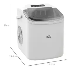 HOMCOM Ice Maker Machine Counter Top, 12Kg in 24 Hrs, 9 Cubes Ready in 6-12Mins, Portable Ice Cube Maker with Ice Scoop and Basket, White - 3