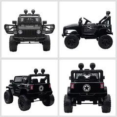 HOMCOM Kids Electric Ride On Car 12V Off Road Toy with Parental Remote Control 2 Motors Horn Lights Suspension Wheels for 3-6 Years Old Black - 8