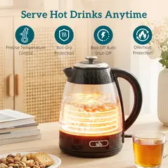 HOMCOM Kettle and Toaster Set, 1.7L 3000W Rapid Kettle with Limescale Filter, 2 Slice Toaster with 7 Browning Controls, Black - 5