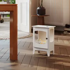 HOMCOM Freestanding Ethanol Fireplace, Steel Bioethanol Fireplace with Stainless Steel Flame Snuffer, 0.9L Tank, 3 Hours Burning Time for Indoor, White - 7