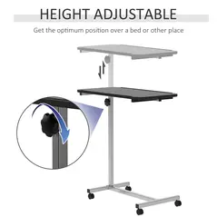 HOMCOM Height Adjustable Over Bed Table with Wheels, C Shaped Laptop Desk, Portable Hospital Bed Table for Living Room, Bedroom, Black - 5