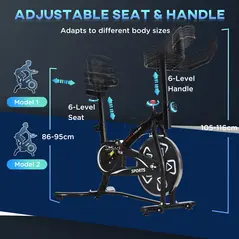 HOMCOM Indoor Stationary Exercise Bike 6kg Flywheel Fitness Cardio Workout Bke Trainer for Home Gym w/ Adjustable Resistance LCD Monitor Pad and Bottle Holder Black - 7