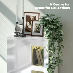 HOMCOM High Gloss Sideboard, Display Cabinet with 16-Colour RGB LED Lights and Remote Control, Modern Storage Cupboard with Glass Doors and Shelves for Living Room, Dining Room, Kitchen, White - 5