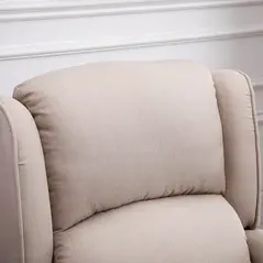HOMCOM Heated Massage Reclining Armchair Thick Sponge Padded Linen Upholstery Metal Wood Frame Home Luxury Relaxation Beige - 8