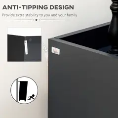 HOMCOM High Gloss Shoe Cabinet with White Doors and Open Shelves, Hallway Shoe Cupboard Storage Organiser for 15 Pairs of Shoes, Grey - 6