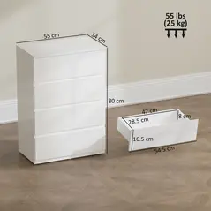 HOMCOM High Gloss Chest of Drawers, 4-Drawer Storage Cabinets, Modern Dresser for Bedroom, White - 3