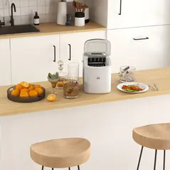 HOMCOM Ice Maker Machine Counter Top, 12Kg in 24 Hrs, 9 Cubes Ready in 6-12Mins, Portable Ice Cube Maker with Ice Scoop and Basket, White - 9