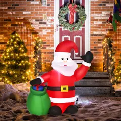 HOMCOM Inflatable Blow up Christmas Santa Claus 4ft LED Yard Holiday Decoration - 2
