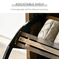 HOMCOM Industrial Shoe Cabinet with 3 Flip Drawers, Narrow Shoe Storage Cabinet for 18 Pairs, Freestanding Slim Shoe Storage Organiser for Entryway, Hallway, Rustic Brown - 5