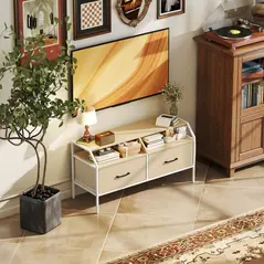 HOMCOM Industrial-Style TV Stand Cabinet - Natural Wood Finish - 7
