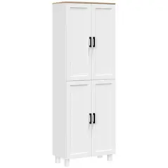 HOMCOM Freestanding Kitchen Cupboard, 4-Door Storage Cabinet Organizer with Adjustable Shelves White - 1
