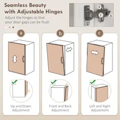 HOMCOM Freestanding Kitchen Cupboard, Storage Cabinet with Doors and Adjustable Shelves, Counter Top, Grid Glass Doors, 80L x 37W x 183H cm - White - 5