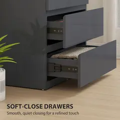 HOMCOM High Gloss Chest of Drawers, 4-Drawer Storage Cabinets, Modern Dresser for Bedroom, Grey - 5