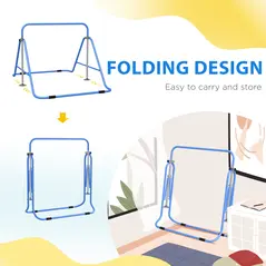 HOMCOM Kids Gymnastic Bar, with Adjustable Height, Foldable Horizontal Bars - Blue - 6