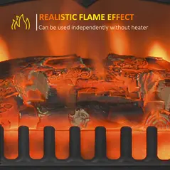 HOMCOM Freestanding Electric Fireplace Indoor Heater Glass View Log Wood Burning Effect Flame Portable Fireplace Stove 950/1850W Black - 5