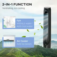 HOMCOM Ice Cooling Tower Fan, Water Conditioner Evaporative Air Cooler Unit with 4 Modes, 3 Speed, Remote Control, Timer, Oscillating for Home Bedroom, Black - 5