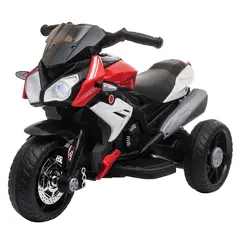 HOMCOM Kids Electric Motorcycle Ride-On Toy, with Three Wheels, Music, Horn, Lights, Red - 1
