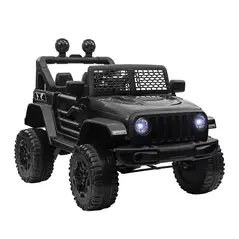 HOMCOM Kids Electric Ride On Car 12V Off Road Toy with Parental Remote Control 2 Motors Horn Lights Suspension Wheels for 3-6 Years Old Black - 1