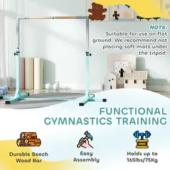 HOMCOM Height Adjustable Gymnastics Horizontal Bar for Kids, Children Junior Kip High Bar Fitness, Light Blue - 5