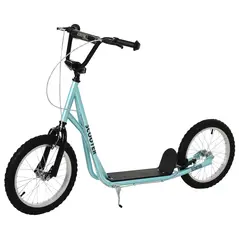 HOMCOM Kick Scooters for Kids with Adjustable Height, Anti-Slip Deck, Dual Brakes, Rubber Tyres, for Boys and Girls Aged 5+ Years Old - Blue - 1