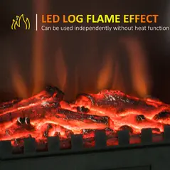 HOMCOM Freestanding Electric Fireplace, Electric Stove Heater with LED Flame Effect, Overheating Safety System, 1000W/2000W Black - 4