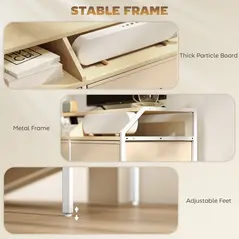 HOMCOM Industrial-Style TV Stand Cabinet - Natural Wood Finish - 6