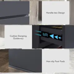 HOMCOM High Gloss Chest of Drawers, 4-Drawer Storage Cabinets, Modern Dresser for Bedroom, Grey - 5