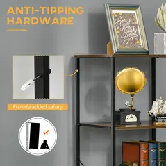 HOMCOM Industrial Storage Cabinet with 2 Open Shelves and 3 Foldable Fabric Drawers, Multifunctional Bookshelf in Living Room, Study, Bedroom, Rustic Brown - 7