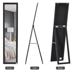 HOMCOM Full Length Mirror for Bedroom, Free Standing Dressing Mirror, Wall Mirror for Living Room, 37 x 154 cm, Black - 4
