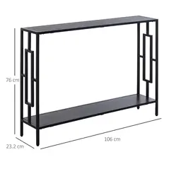 HOMCOM Industrial Console Table with Storage Shelf, Narrow Hallway Dressing Desk with Metal Frame for Living Room, Bedroom, Grey and Black - 3