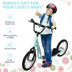 HOMCOM Kick Scooters for Kids with Adjustable Height, Anti-Slip Deck, Dual Brakes, Rubber Tyres, for Boys and Girls Aged 5+ Years Old - Blue - 5