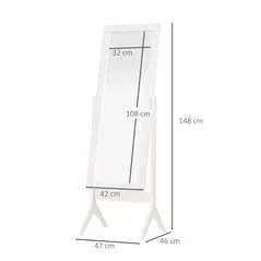 HOMCOM Full Length Mirror, Freestanding Adjustable Angle Dressing Mirror for Bedroom, Living Room, 148 x 47 cm, White - 3