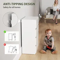 HOMCOM High Gloss Chest of Drawers, 4-Drawer Storage Cabinets, Modern Dresser for Bedroom, White - 6