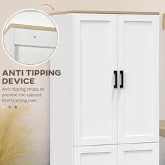 HOMCOM Freestanding Kitchen Cupboard, 4-Door Storage Cabinet Organizer with Adjustable Shelves White - 6
