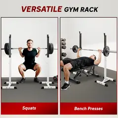 HOMCOM Heavy Duty Weight Bar Barbell Squat Stand Barbell Rack Spotter, for Home, Gym - Black - 4