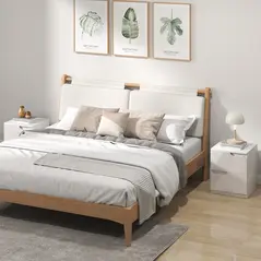 HOMCOM High Gloss Bedside Table Set of 2 - White - 2