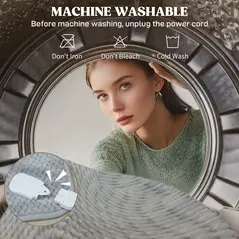 HOMCOM Heated Electric Blanket, Warm Throw Blanket with 5 Heating Levels, 10 Hour Auto-Off Timer, Grey - 6