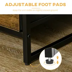 HOMCOM Industrial Storage Cabinet with 2 Open Shelves and 3 Foldable Fabric Drawers, Multifunctional Bookshelf in Living Room, Study, Bedroom, Rustic Brown - 6