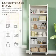 HOMCOM Freestanding Kitchen Cupboard, 4-Door Storage Cabinet Organizer with Adjustable Shelves White - 4