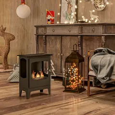 HOMCOM Freestanding Ethanol Fireplace, Steel Bioethanol Fireplace with Stainless Steel Flame Snuffer, 0.9L Tank, 3 Hours Burning Time for Indoor, Black - 2