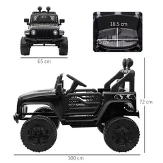 HOMCOM Kids Electric Ride On Car 12V Off Road Toy with Parental Remote Control 2 Motors Horn Lights Suspension Wheels for 3-6 Years Old Black - 3