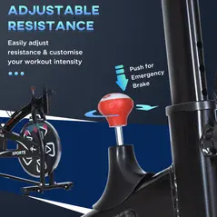 HOMCOM Indoor Stationary Exercise Bike 6kg Flywheel Fitness Cardio Workout Bke Trainer for Home Gym w/ Adjustable Resistance LCD Monitor Pad and Bottle Holder Black - 6