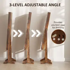 HOMCOM Freestanding Mirrored Jewellery Storage Cabinet - Wood-Effect - 6