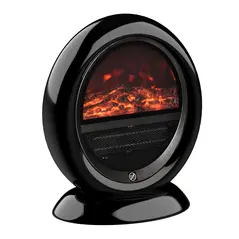 HOMCOM Freestanding Electric Fireplace Indoor Space Table Top Heater with Realistic Flame Effect, Rotatable Head, Overheating Protection, 1500W, Black - 1