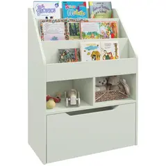 HOMCOM Kids Bookshelf, Toy Organiser, with Storage Drawer, Wheels - Green - 1