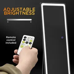 HOMCOM Full-Length Mirror, 160 x 40 cm, Wall Mounted, Freestanding Floor Mirror with LED Lights and Remote Control, Dimming & 3 Colour Modes, for Bedroom, Black - 6