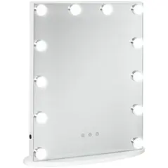 HOMCOM Hollywood Mirror with Lights for Makeup Dressing Table, Lighted Vanity Mirror with 12 Dimmable LED Bulbs and USB Plug in Power Supply, White - 1