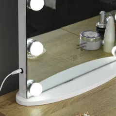 HOMCOM Hollywood Mirror with Lights for Makeup Dressing Table, Lighted Vanity Mirror with 12 Dimmable LED Bulbs and USB Plug in Power Supply, White - 9